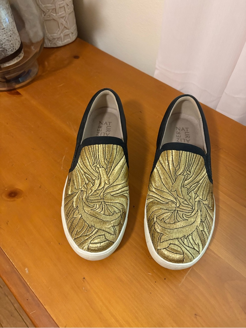 Naturalizer Metallic Gold and Black Slip-On Sneakers for Women